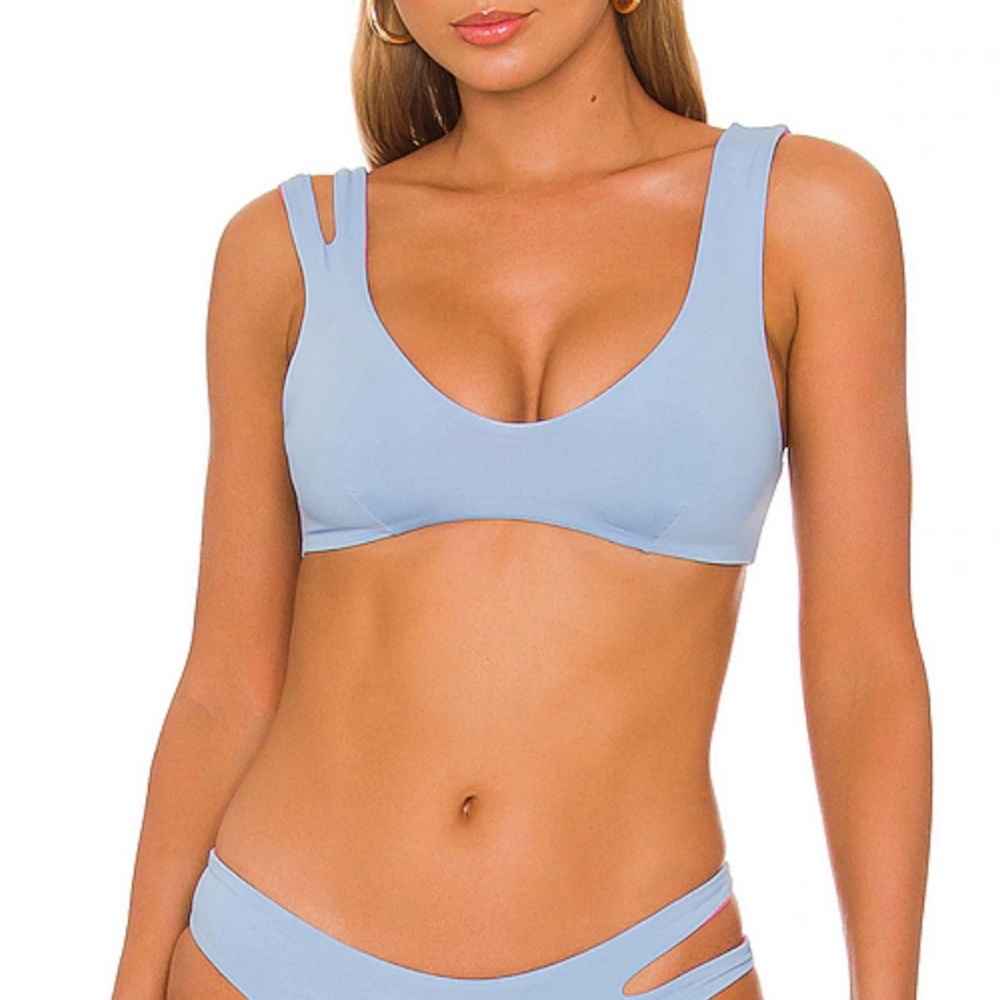 l*space reversible Light Blue/Bubble gum pink Scoop Bikini Top & Cutout Bottoms